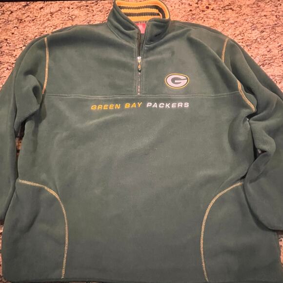 Vintage NFL Men 2Xl Green Bay Packers 1/4 Zip Fleece Sweater Long Sleeve - Picture 2 of 6